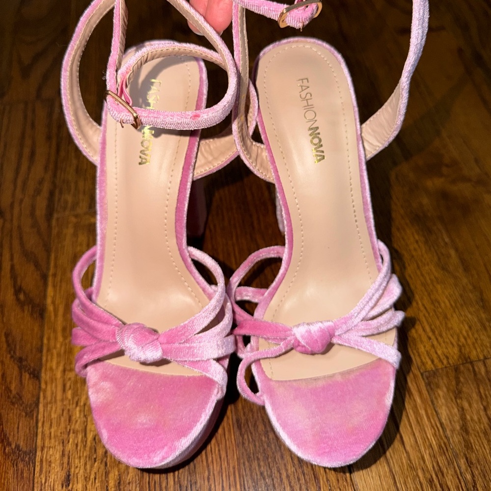 Fashion Nova Strappy Velvet Heels